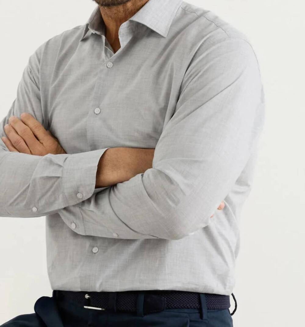 NEW PETER MILLAR brighton perfect poplin sport shirt in british grey